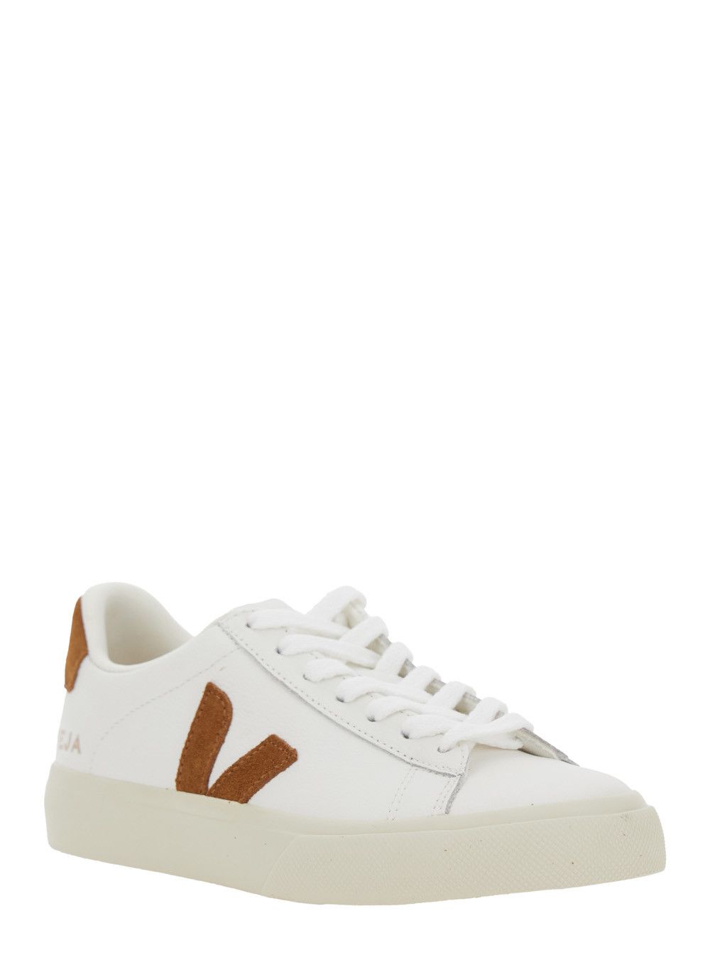 Veja Sneaker 'Campo' with Contrast Heel with Lettering Logo and Logo Patch on the Side in White Leather Unisex Size US 8 / IT 38 - 2 Thumbnail