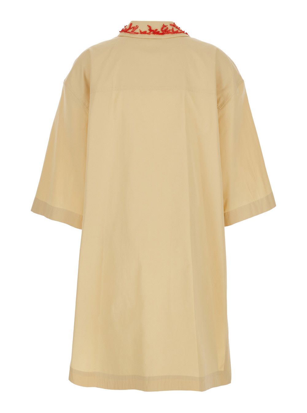 Fendi Beige Dress with Open Polo Shirt Style Collar and Embroidery on the Collar in Cotton Woman Size M / US 6-8 / IT 42-44 - 2 Thumbnail