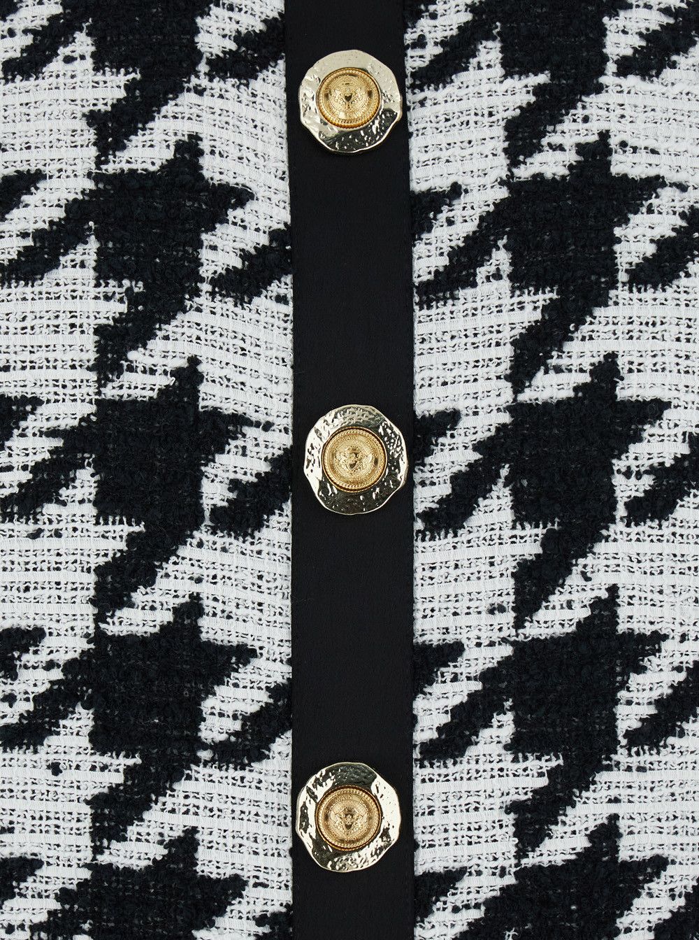 Balmain Black and White Halterneck Mini Dress with Houndstooth Motif in Tweed and Satin Woman Size M / US 6-8 / IT 42-44 - 3 Thumbnail