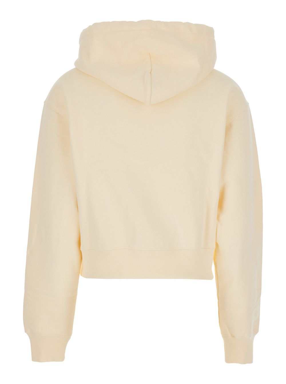 Jacquemus 'Le Hoodie Gros Grain' Beige Cropped Hoodie with Drawstring Hood and Logo Patch on Front in Cotton for Women Size S / US 4 / IT 40 - 2 Thumbnail