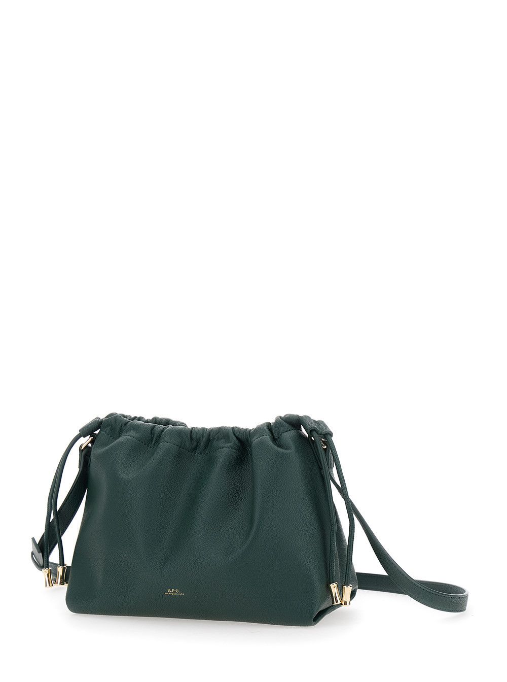 A.P.C. 'Ninon' Green Crossbody Bag with Drawstring Closure and Embossed Logo Lettering on the Front in Ecoleather Woman Size ONE SIZE - 3 Thumbnail