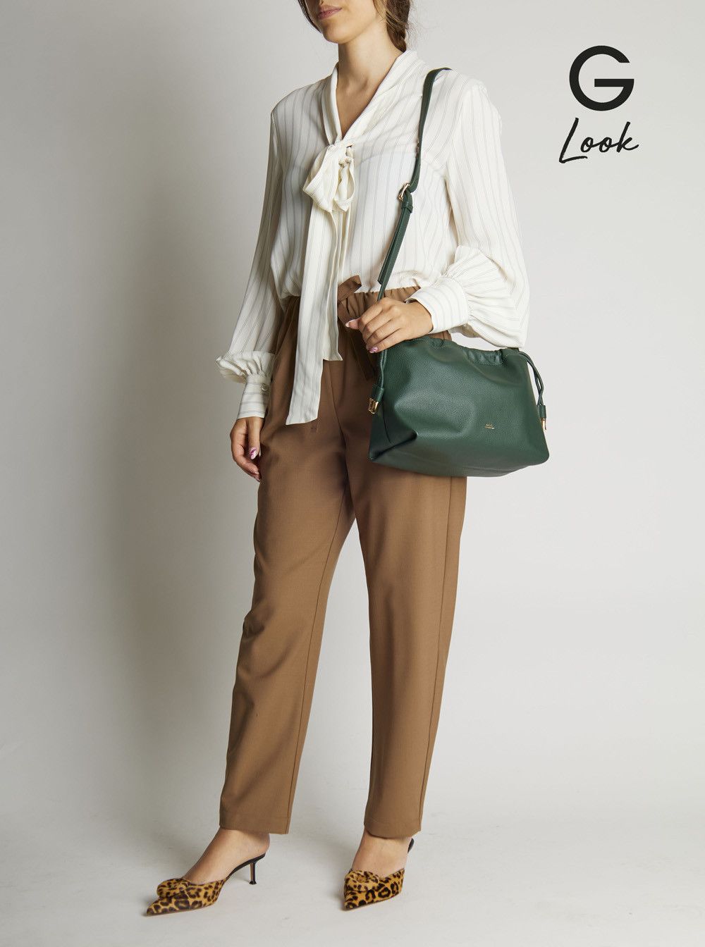 A.P.C. 'Ninon' Green Crossbody Bag with Drawstring Closure and Embossed Logo Lettering on the Front in Ecoleather Woman Size ONE SIZE - 6 Thumbnail