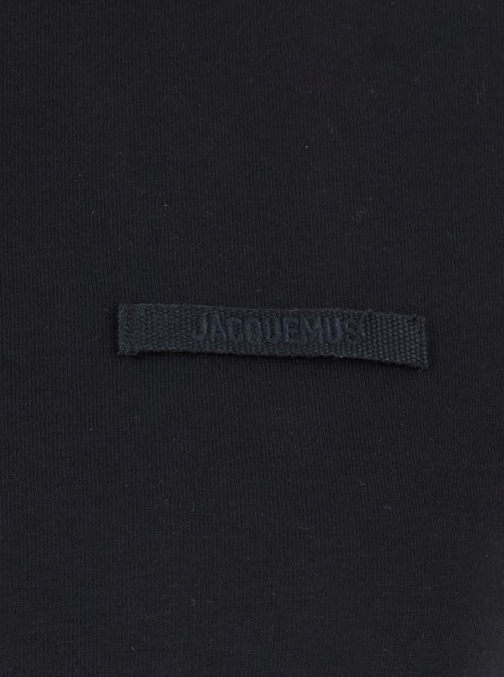 'Le T-Shirt Gros Grain' Black Crewneck T-Shirt with Logo Patch on the Front in Cotton Woman