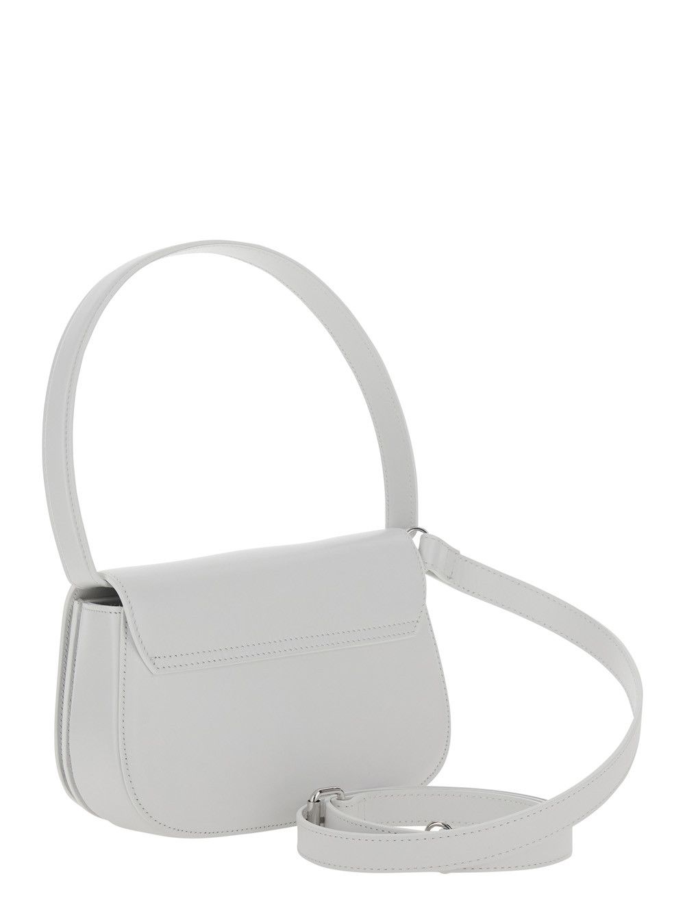 Diesel Shoulder Bag '1DR' with Oval D Patch in White Leather for Women Size ONE SIZE - 3 Thumbnail
