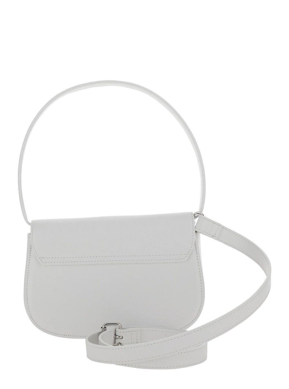 Diesel Shoulder Bag '1DR' with Oval D Patch in White Leather for Women Size ONE SIZE - 4 Thumbnail