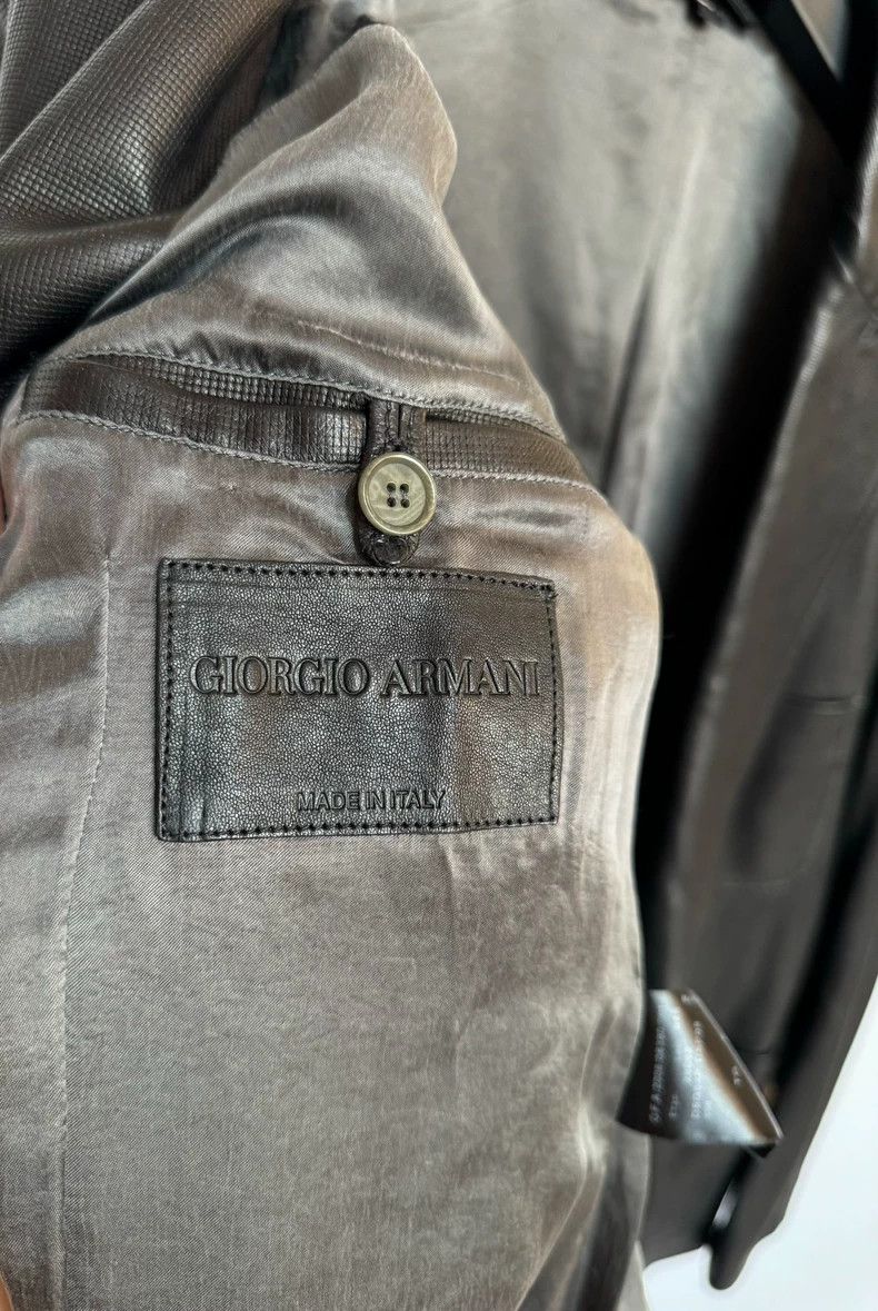 Emporio Armani Giorgio Armani Leather Blazer Size US L / EU 52-54 / 3 - 5 Thumbnail