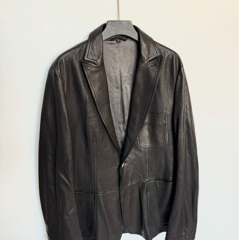 Emporio Armani Giorgio Armani Leather Blazer Size US L / EU 52-54 / 3 - 2 Thumbnail