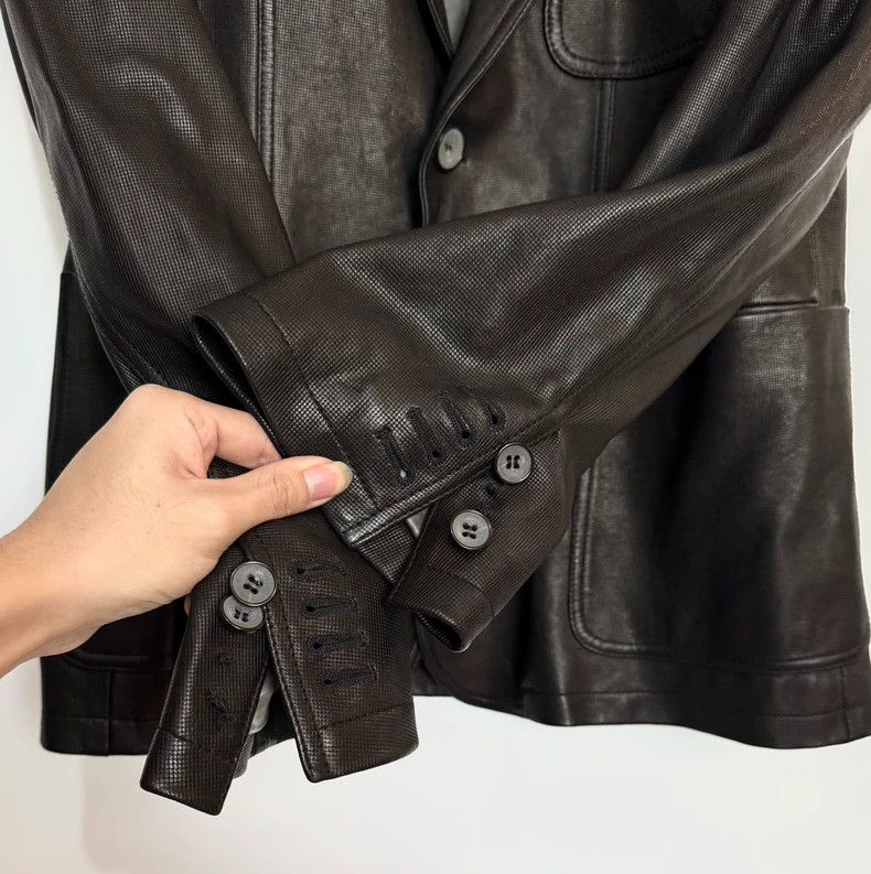 Emporio Armani Giorgio Armani Leather Blazer Size US L / EU 52-54 / 3 - 8 Thumbnail