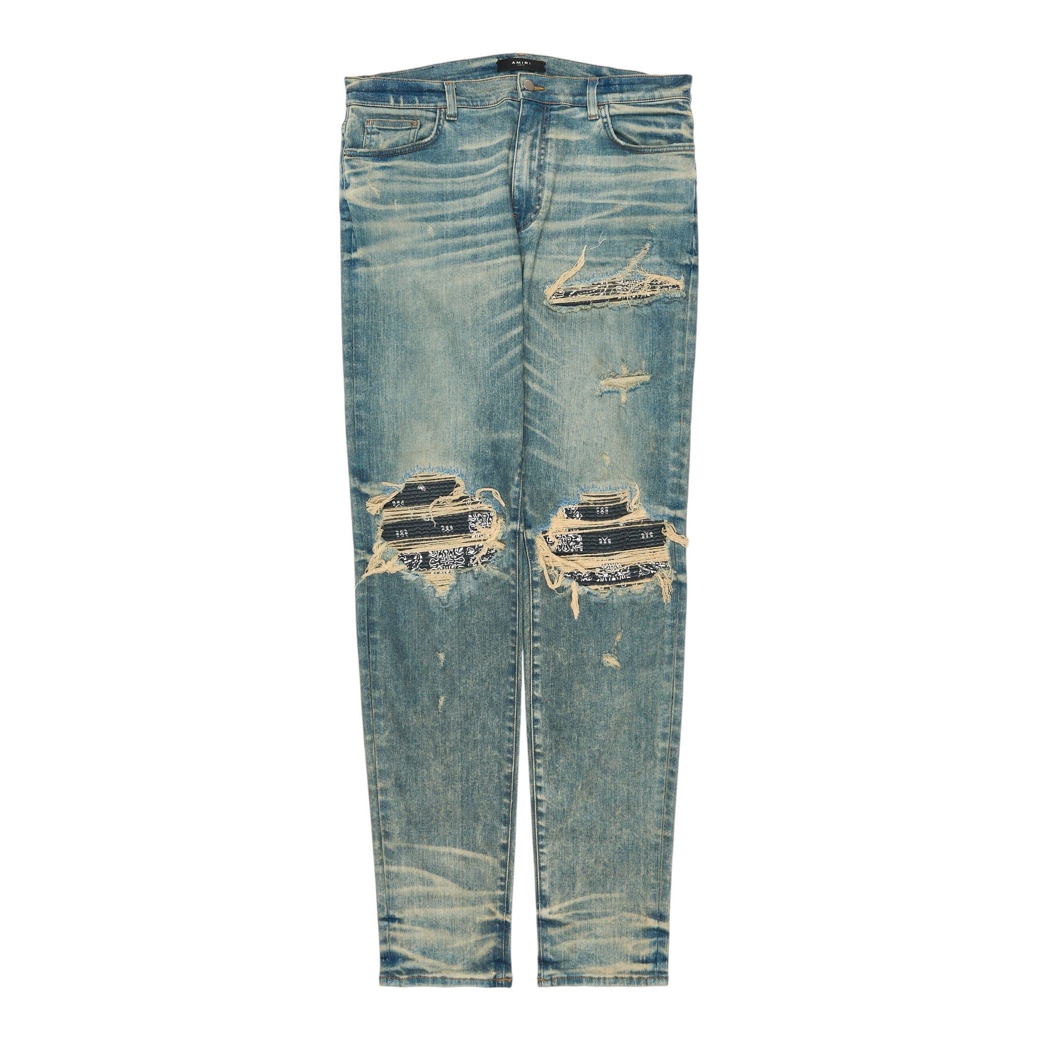 Amiri MX1 Charcoal Bandana Patch Jeans Dirty Indigo