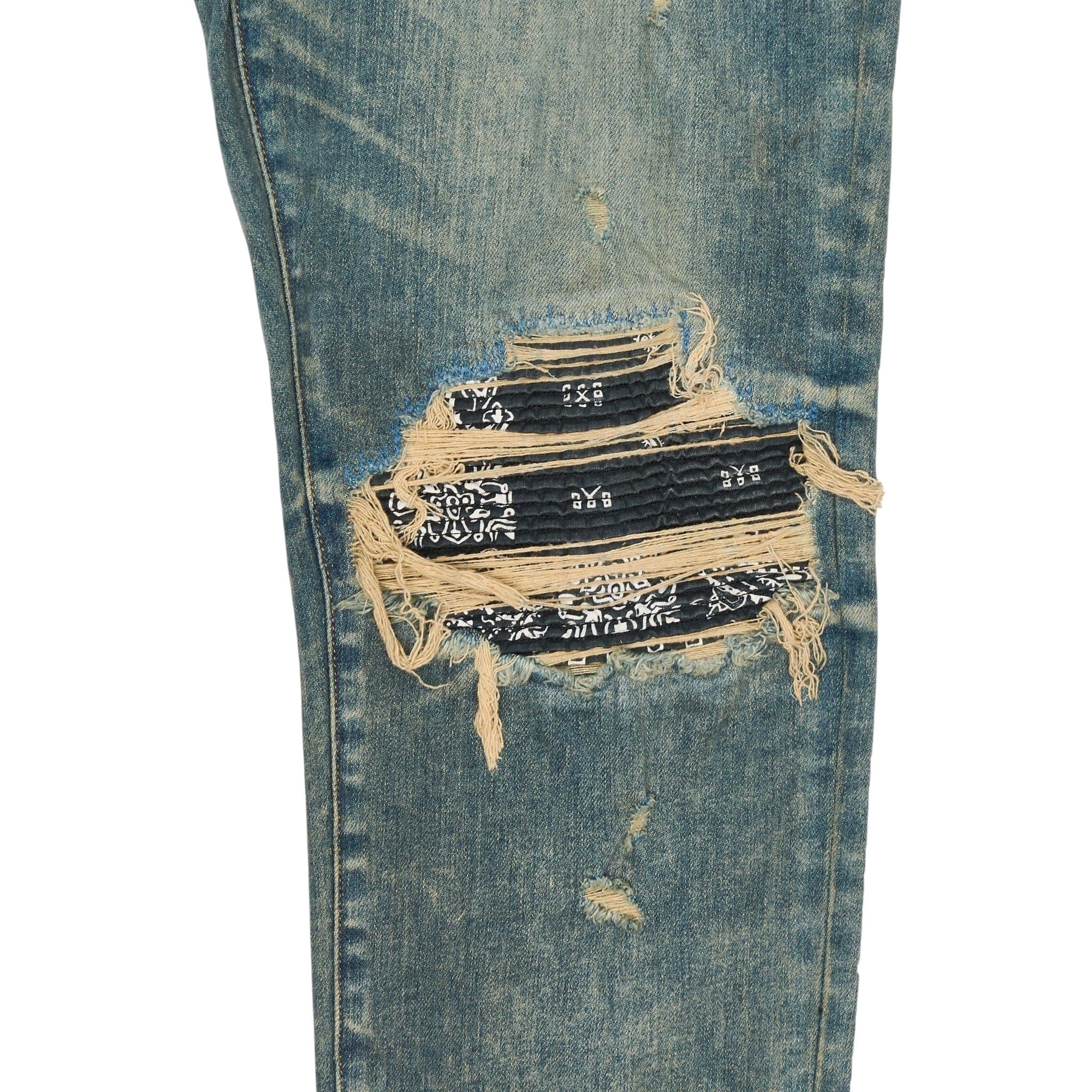Amiri MX1 Charcoal Bandana Patch Jeans Dirty Indigo