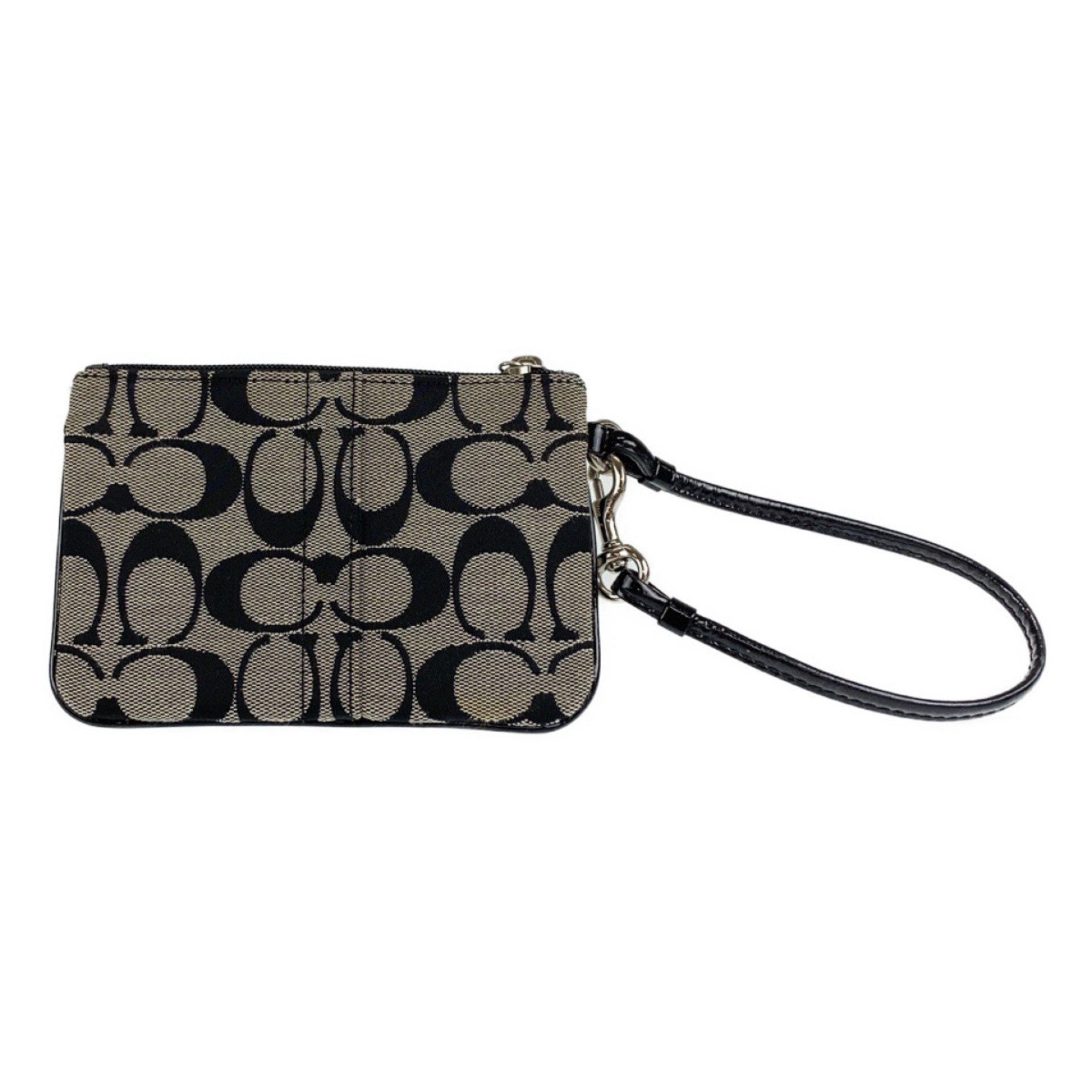 Coach COACH Signature Black Silver Canvas Accessory Pouch Wristlet for Women Size ONE SIZE - 2 Thumbnail