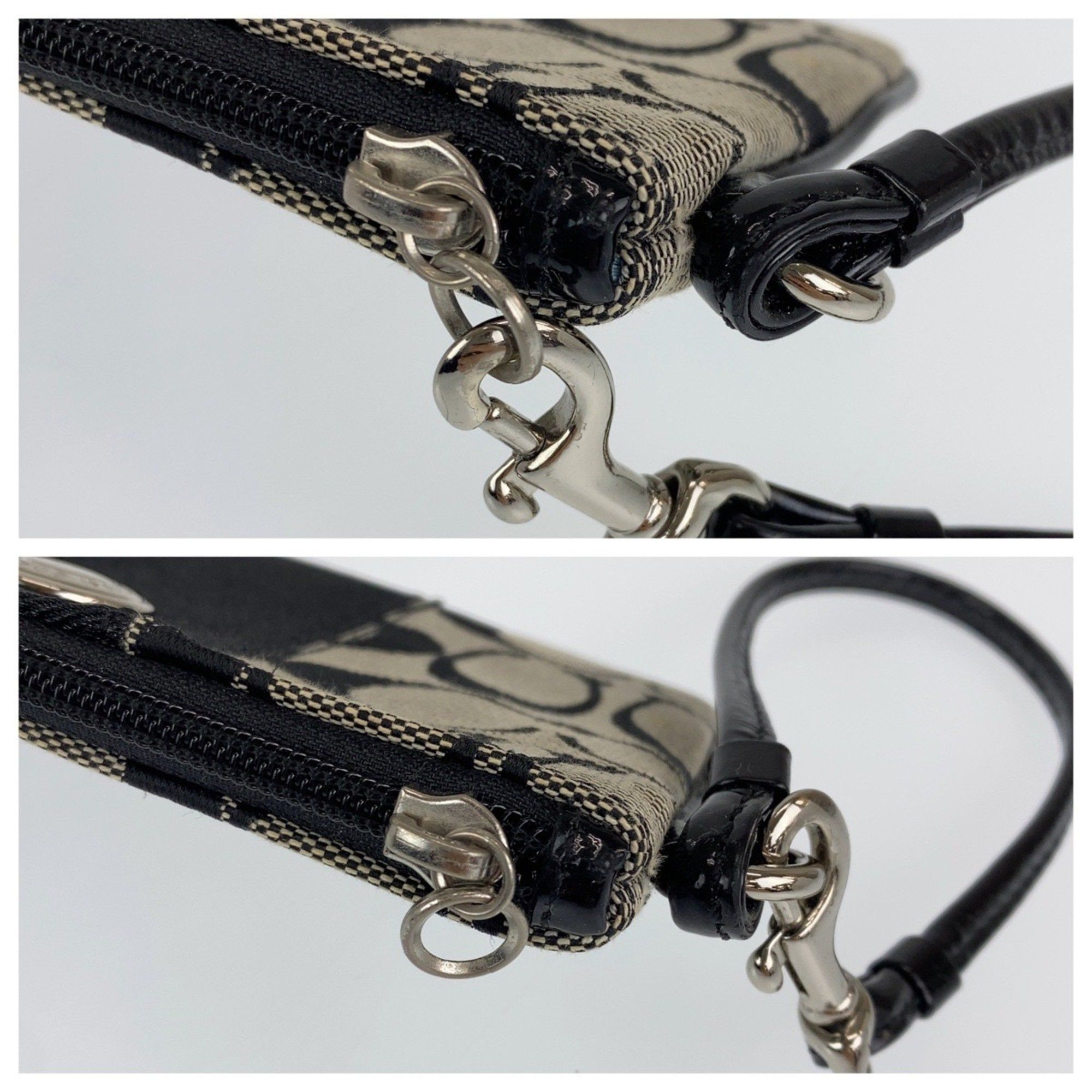 Coach COACH Signature Black Silver Canvas Accessory Pouch Wristlet for Women Size ONE SIZE - 4 Thumbnail