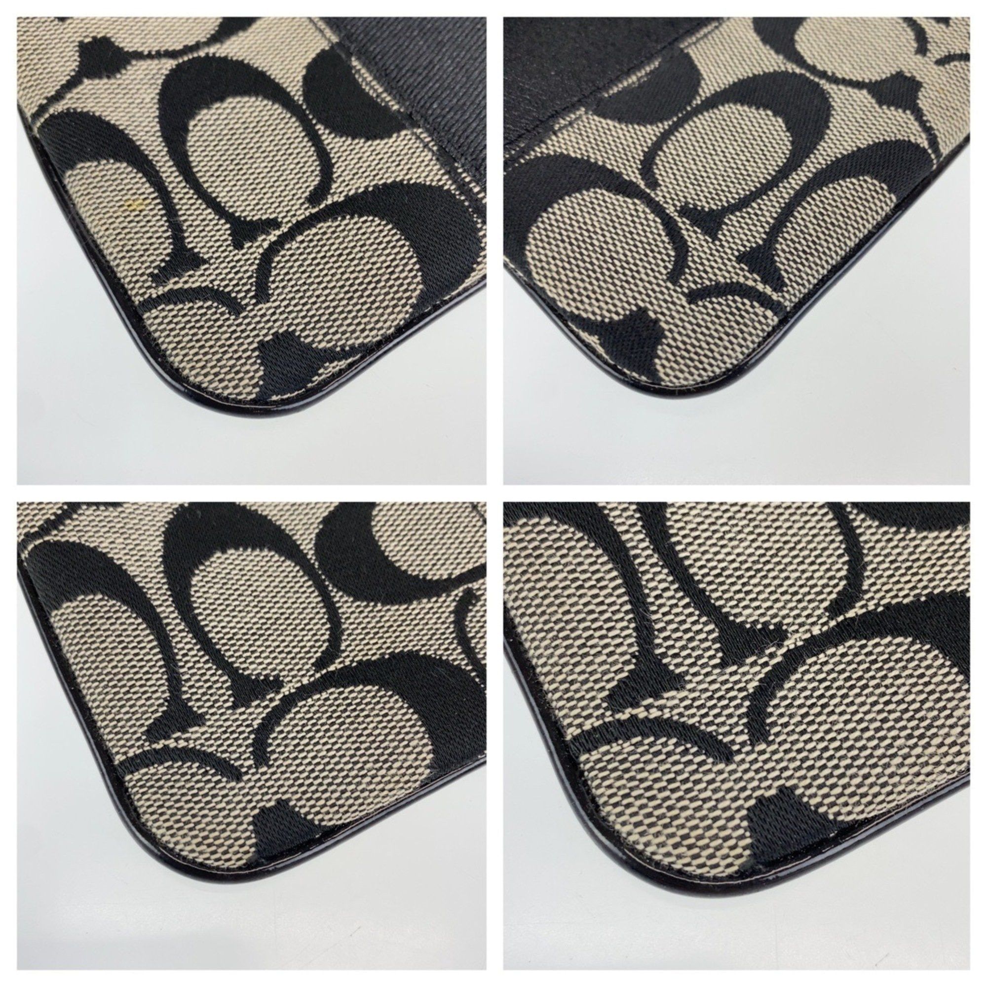 Coach COACH Signature Black Silver Canvas Accessory Pouch Wristlet for Women Size ONE SIZE - 3 Thumbnail