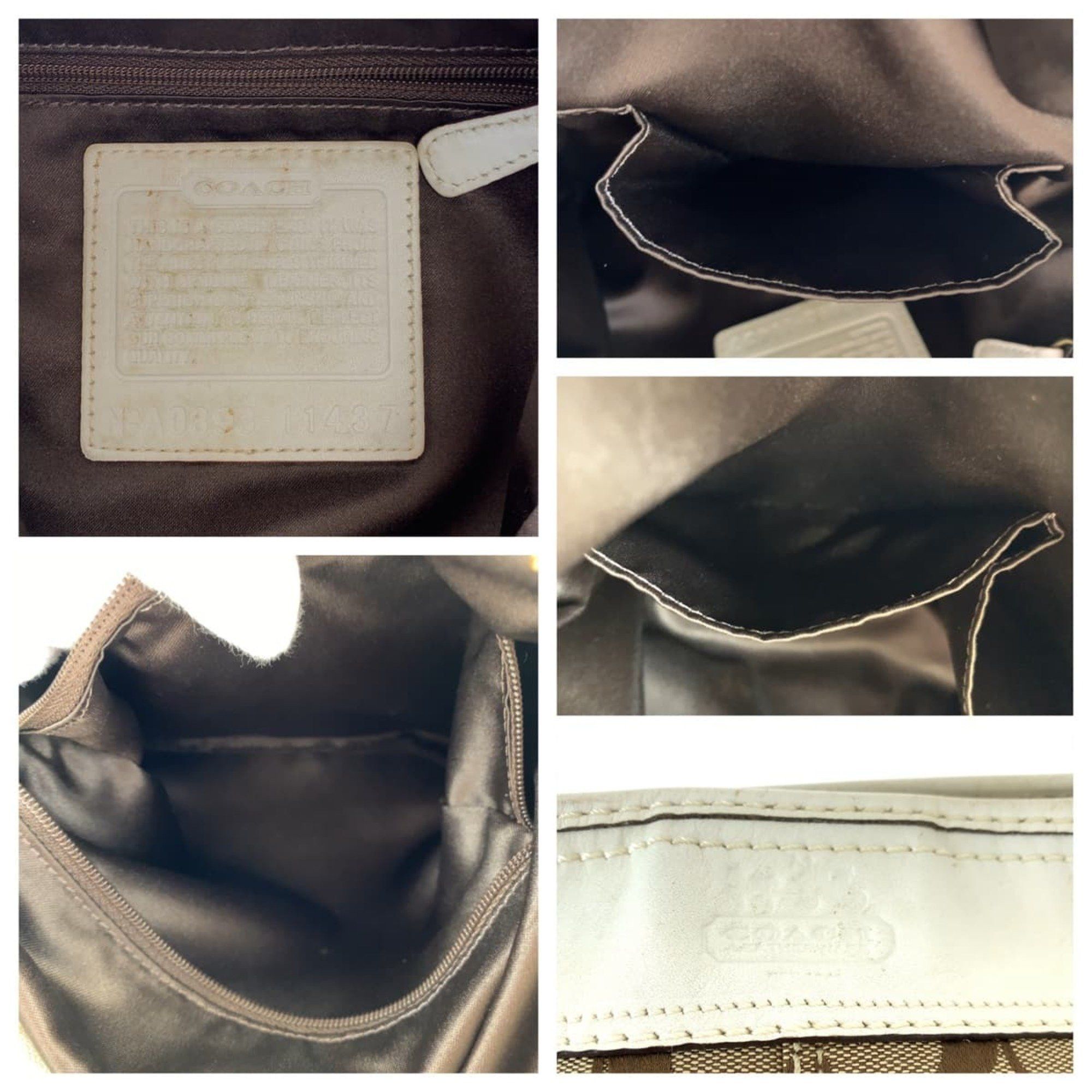 COACH Signature Duffle Beige White Canvas Leather 11437 Hobo Shoulder Bag Crossbody for Women
