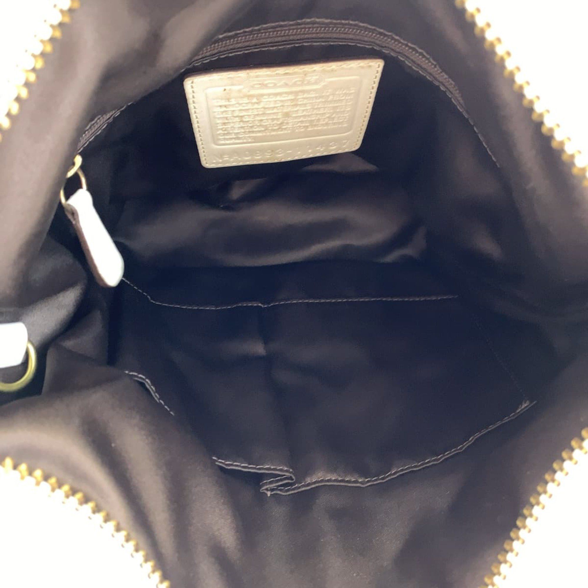 COACH Signature Duffle Beige White Canvas Leather 11437 Hobo Shoulder Bag Crossbody for Women