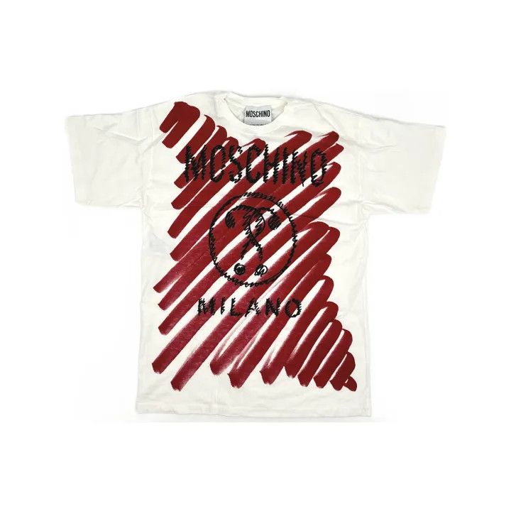 Moschino Moschino Red Graffiti Print Short Sleeve T-Shirt 0079 Size XS / US 0-2 / IT 36-38 - 2 Thumbnail