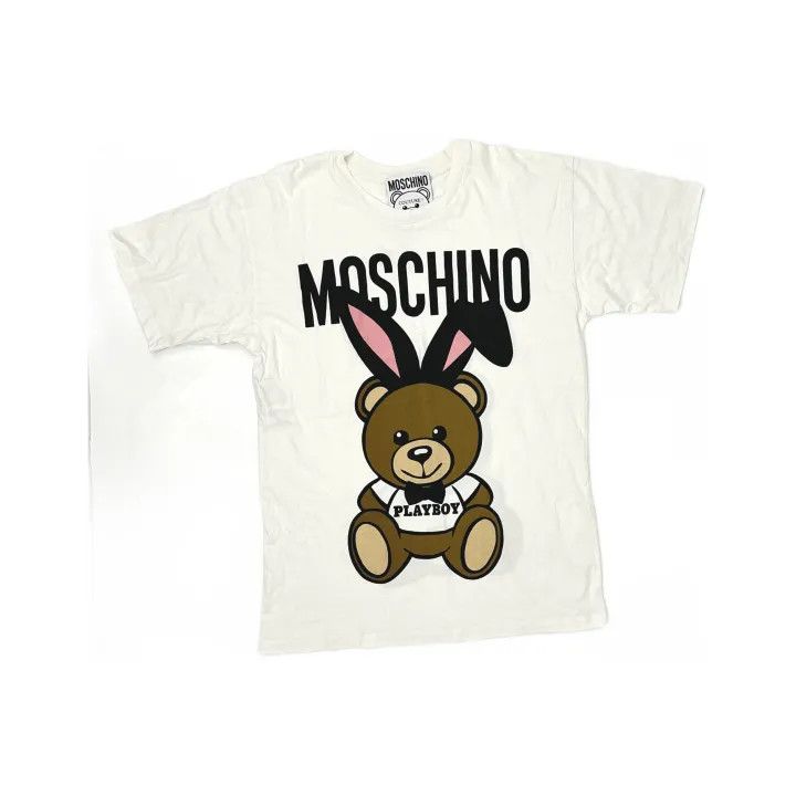 Moschino Moschino Bunny Ears Bear Cotton T-Shirt 0079 Size XS / US 0-2 / IT 36-38 - 2 Thumbnail