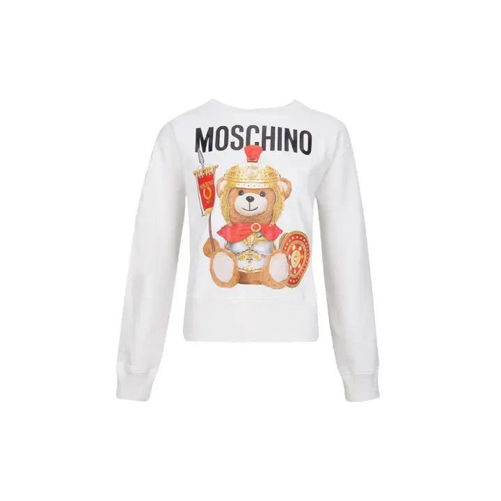 Moschino Moschino White Hooded Long Sleeve Sweatshirt 0079 Size M / US 6-8 / IT 42-44 - 2 Thumbnail