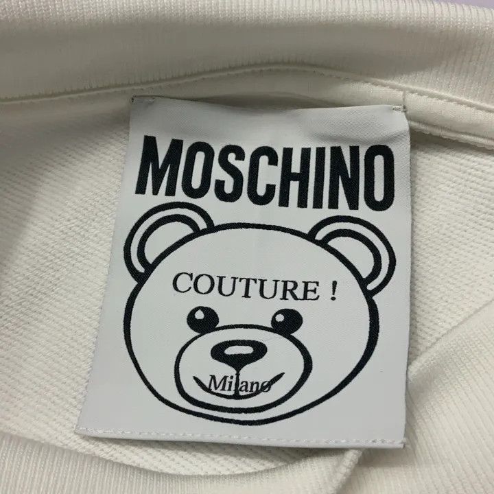 Moschino Moschino White Hooded Long Sleeve Sweatshirt 0079 Size M / US 6-8 / IT 42-44 - 3 Thumbnail