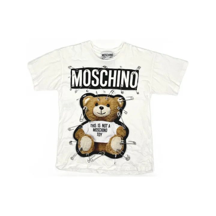 Moschino Moschino Classic Bear Print Cotton T-Shirt 0079 Size XS / US 0-2 / IT 36-38 - 2 Thumbnail