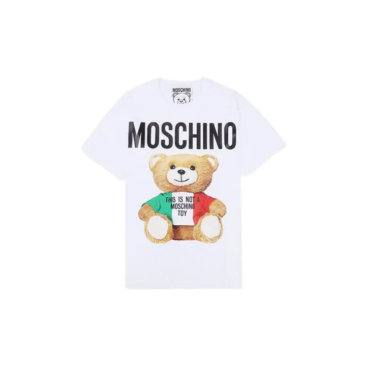 Moschino Moschino Teddy Bear Print Cotton T-Shirt 0079 Size XS / US 0-2 / IT 36-38 - 2 Thumbnail