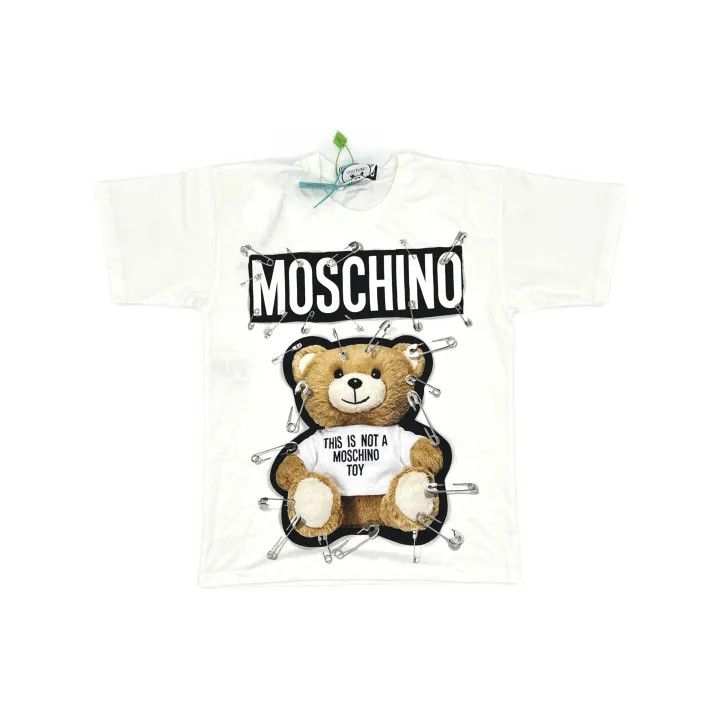 Moschino Moschino Bear Print White Cotton T-Shirt 0079 Size XXS / US 00 / IT 34 - 2 Thumbnail