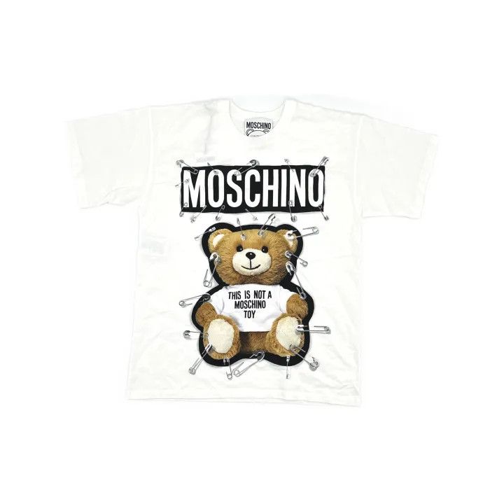 Moschino Moschino Teddy Bear Print Cotton T-Shirt 0079 Size M / US 6-8 / IT 42-44 - 2 Thumbnail