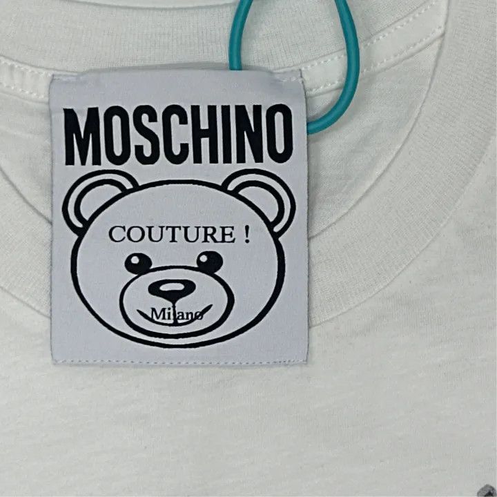 Moschino Moschino Bear Print Classic Cotton T-Shirt 0079 Size XS / US 0-2 / IT 36-38 - 4 Thumbnail