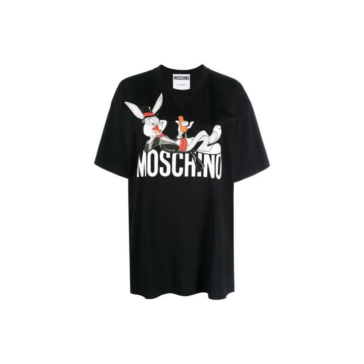 Moschino Moschino Graphic Logo Short Sleeve T-Shirt 0079 Size S / US 4 / IT 40 - 2 Thumbnail