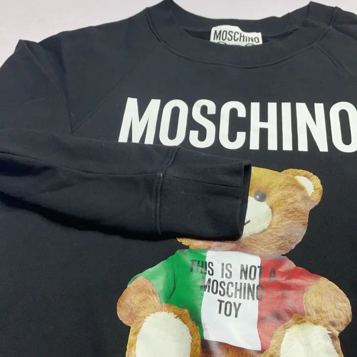 Moschino Moschino Black Teddy Bear Logo Sweatshirt 0079 Size L / US 10 / IT 46 - 6 Thumbnail