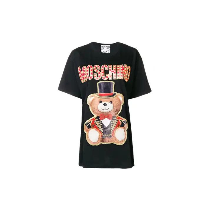 Moschino Moschino Black Bear Print Cotton T-Shirt 0079 Size XXS / US 00 / IT 34 - 2 Thumbnail