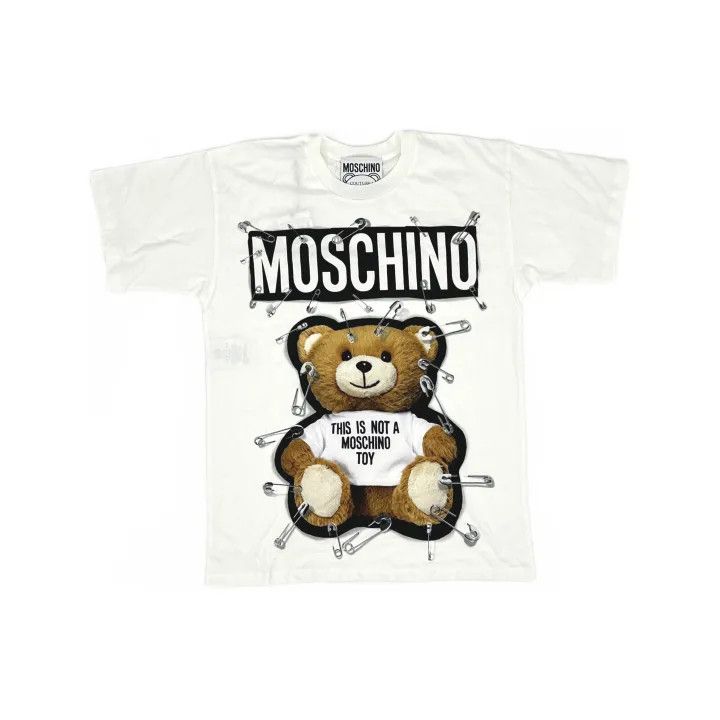 Moschino Moschino Teddy Bear Graphic Cotton T-Shirt 0079 Size XXS / US 00 / IT 34 - 2 Thumbnail