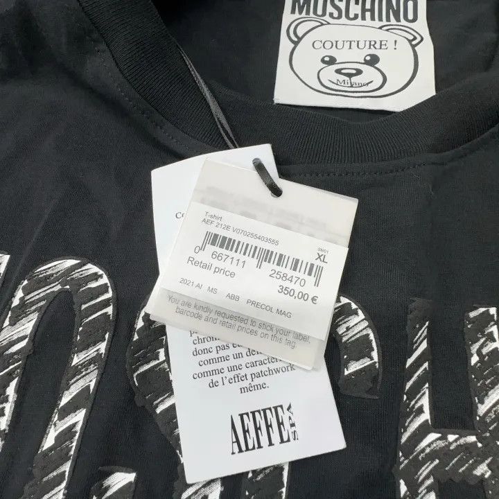Moschino Moschino Black Logo Print T-Shirt for Women 0079 Size XL / US 12-14 / IT 48-50 - 5 Thumbnail