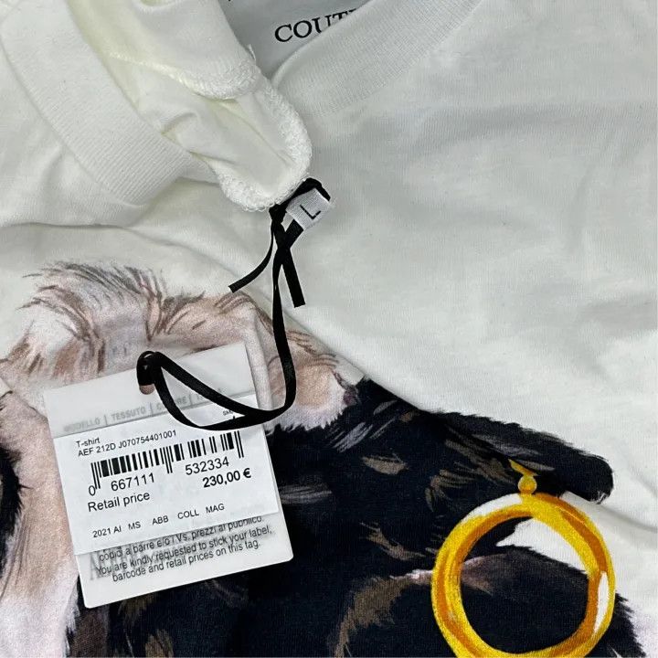 Moschino Moschino Cow Print Short Sleeve T-Shirt 0079 Size L / US 10 / IT 46 - 4 Thumbnail