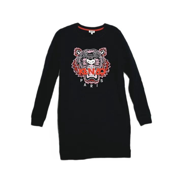Kenzo KENZO Black Tiger Logo Long Sleeve Dress 0079 Size S / US 4 / IT 40 - 2 Thumbnail