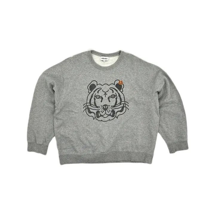 Kenzo KENZO Gray Tiger Graphic Cotton Sweatshirt for Women 0079 Size XL / US 12-14 / IT 48-50 - 2 Thumbnail
