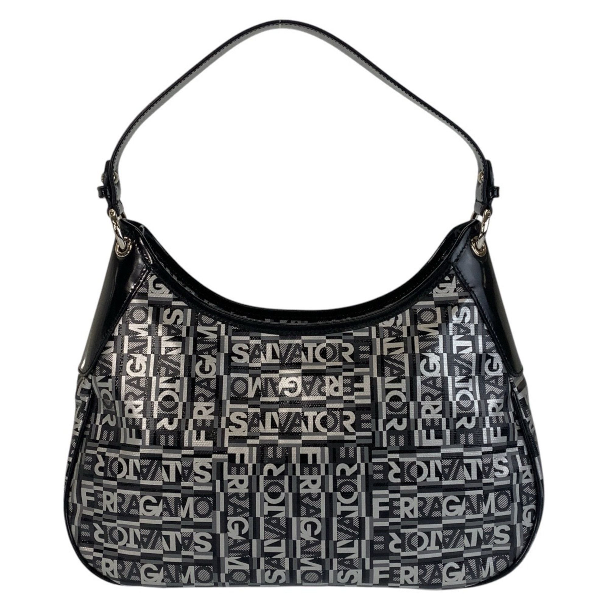 Salvatore Ferragamo Salvatore Ferragamo Black Grey Silver Hardware Shoulder Bag Women's Size ONE SIZE - 2 Thumbnail