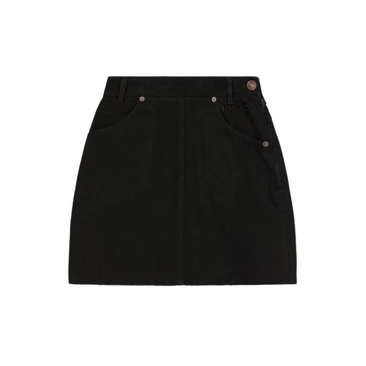 Kenzo KENZO Black Denim Button-Up Skirt for Women 0079 Size 36" / US 14 / IT 50 - 2 Thumbnail