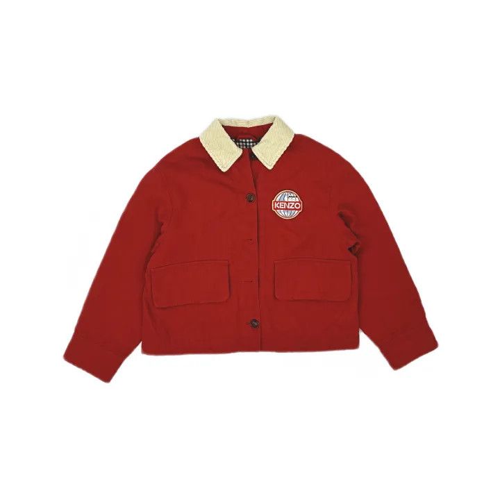 Kenzo Kenzo Logo Button Long Sleeve Jacket in Cherry Red 0079 Size S / US 4 / IT 40 - 2 Thumbnail