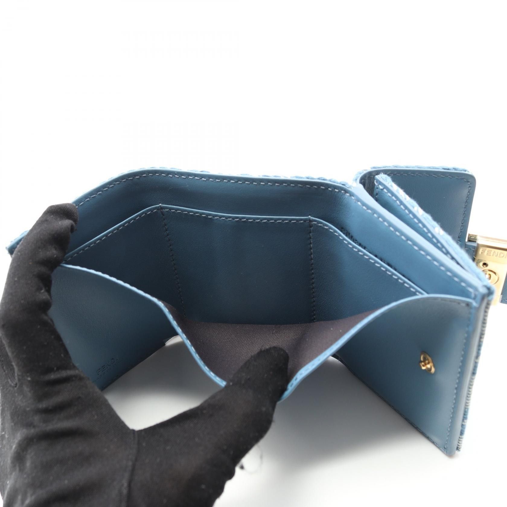 Fendi Fendi Fendi Baguette Zucca Canvas Wallet Canvas Short Wallet 8M0395AUNJF1SKL Size ONE SIZE - 6 Thumbnail