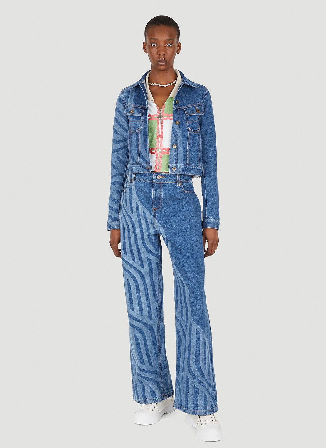 Ahluwalia Laser Motif Denim Jacket Size XS / US 0-2 / IT 36-38 - 2 Thumbnail