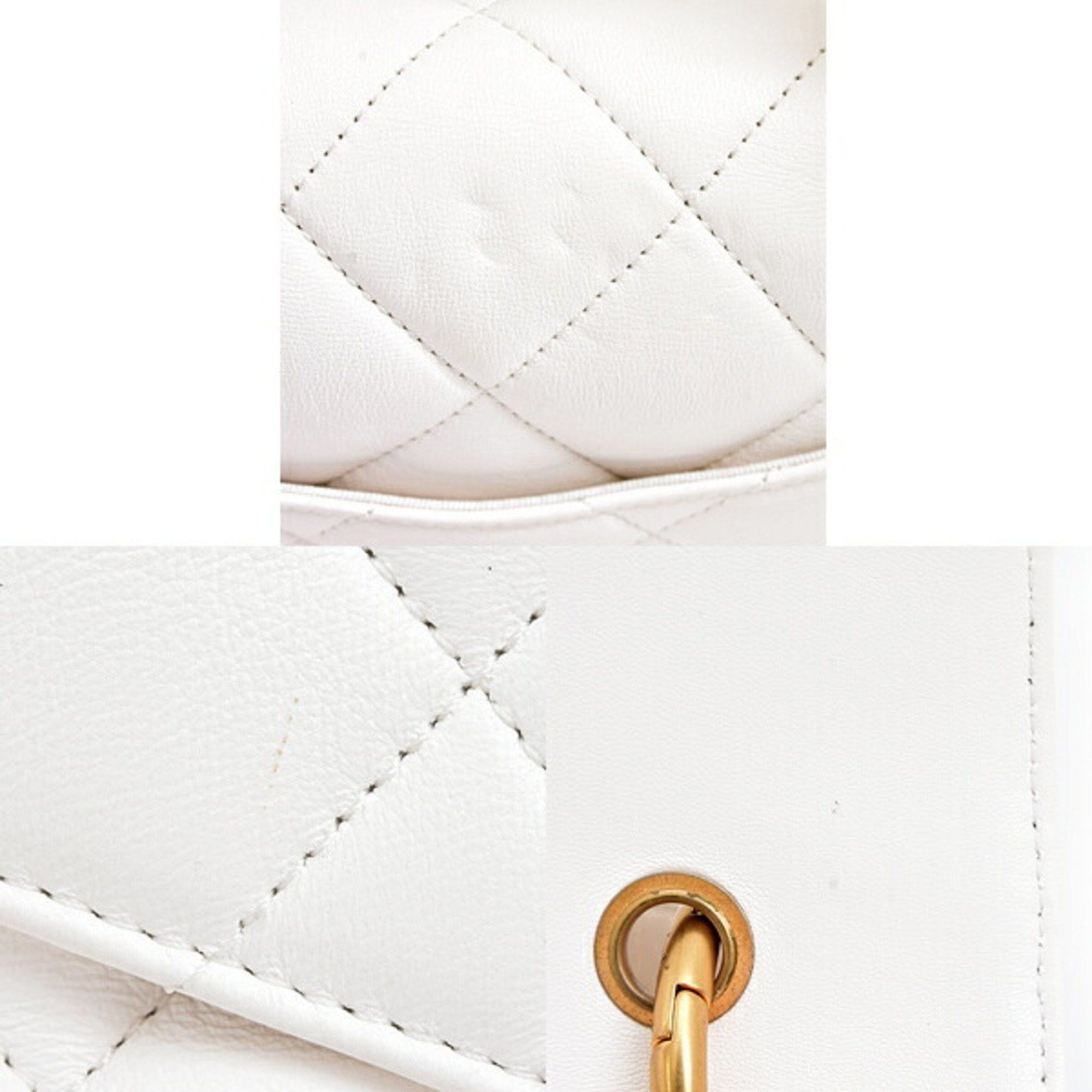 CHANEL Women's Matelasse Chain Shoulder Bag in Calfskin White AS4195