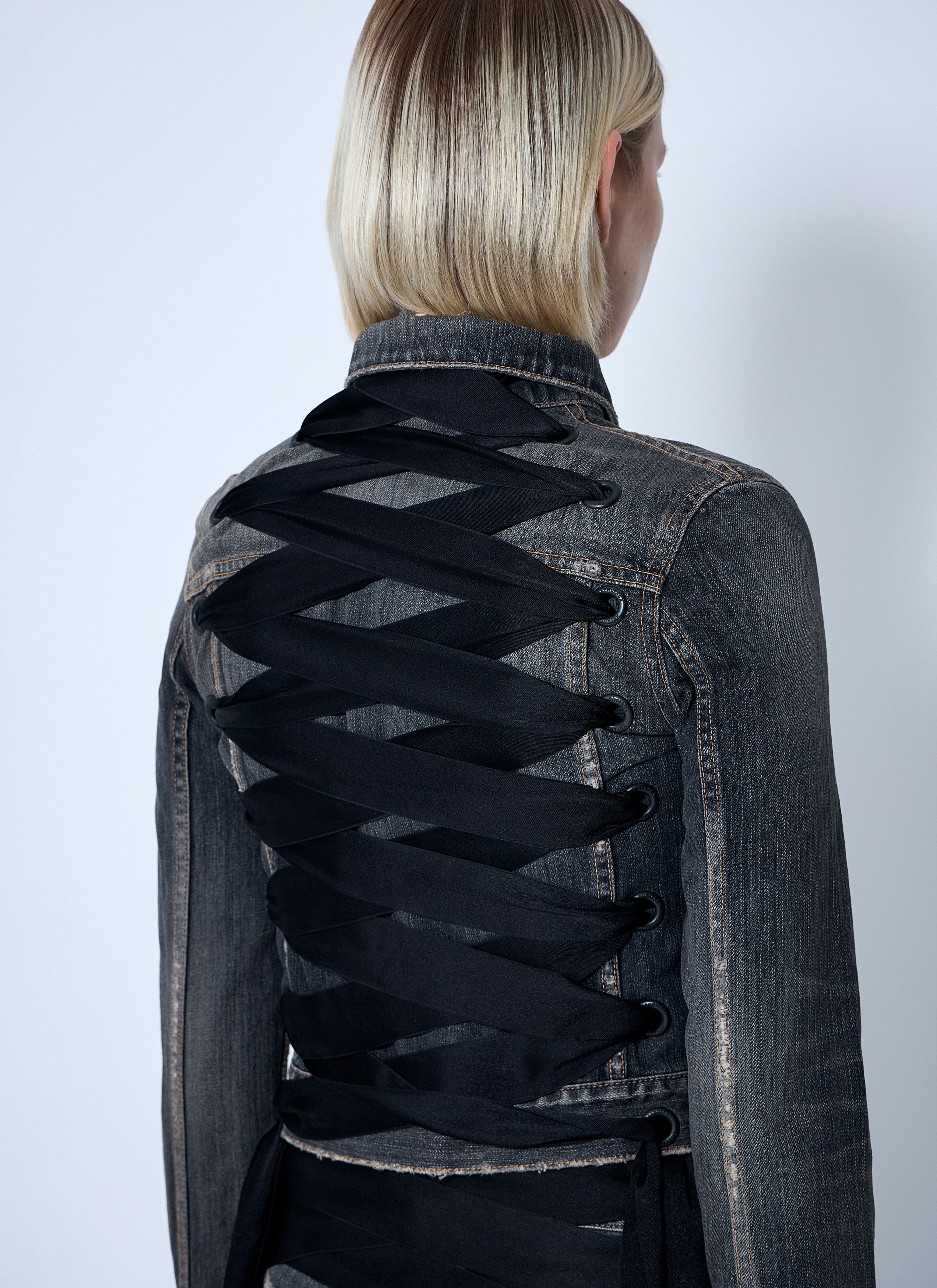 Balenciaga Lace-Up Denim Jacket Size S / US 4 / IT 40 - 6 Thumbnail