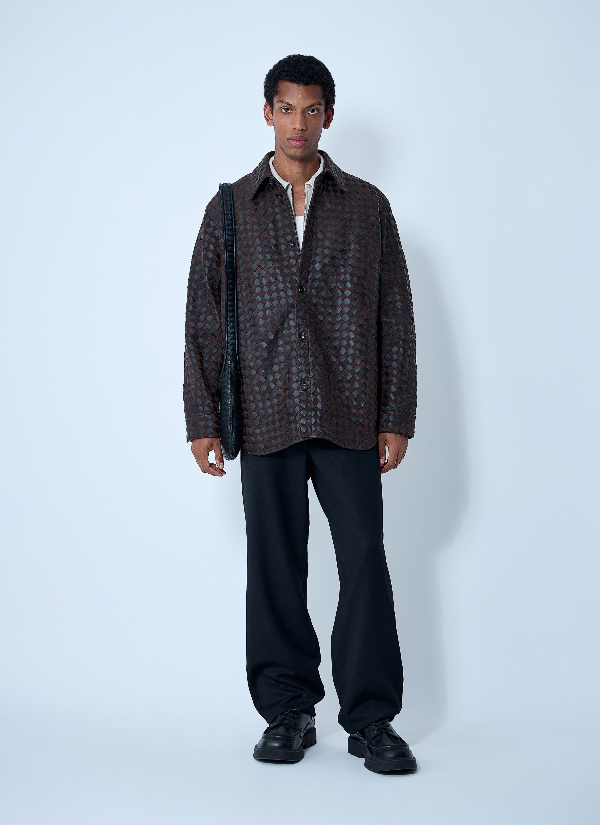 Bottega Veneta Intrecciato Leather And Suede Shirt Size US L / EU 52-54 / 3 - 2 Thumbnail
