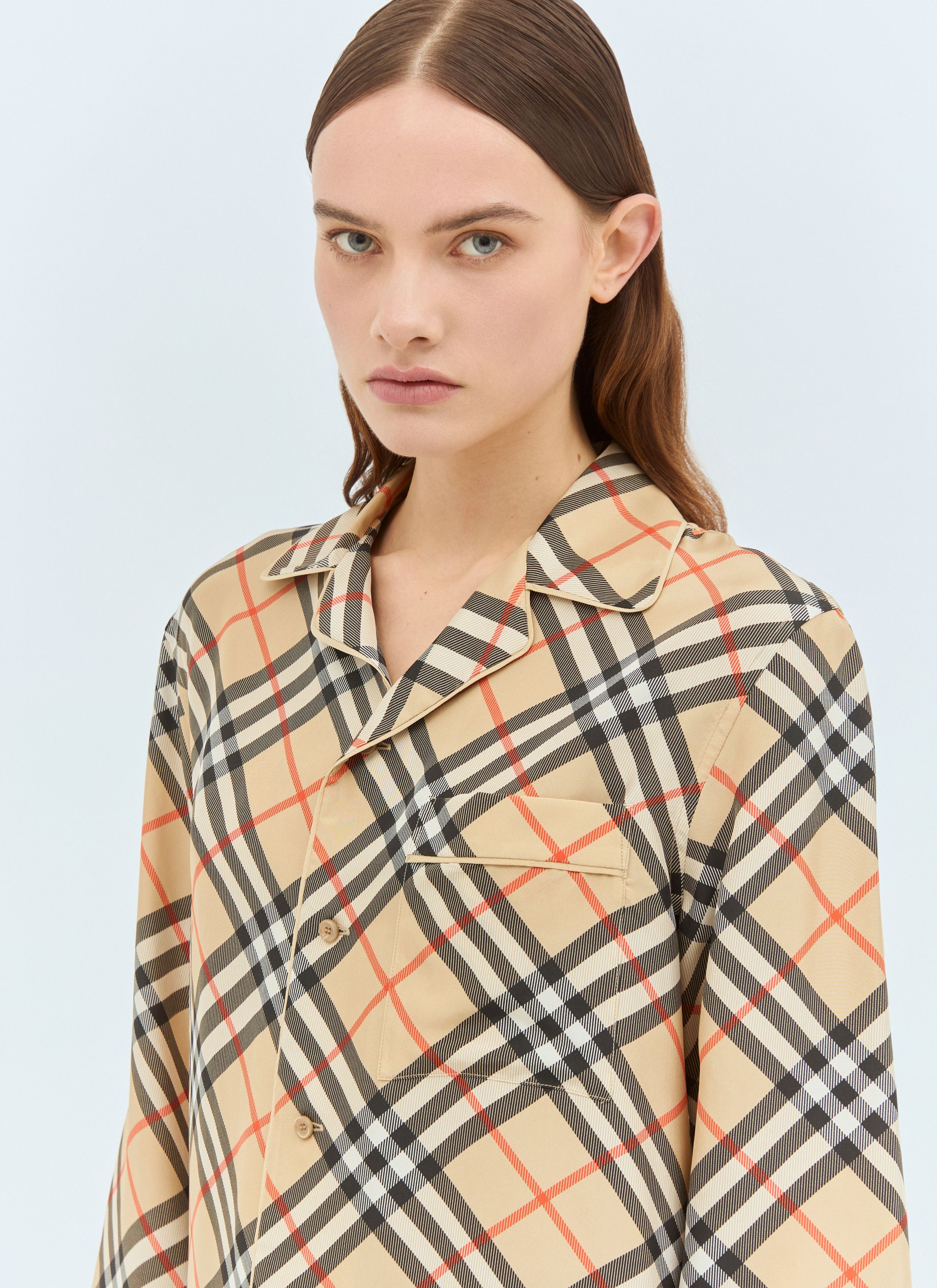 Burberry Check Silk Pyjama Shirt Size S / US 4 / IT 40 - 3 Thumbnail