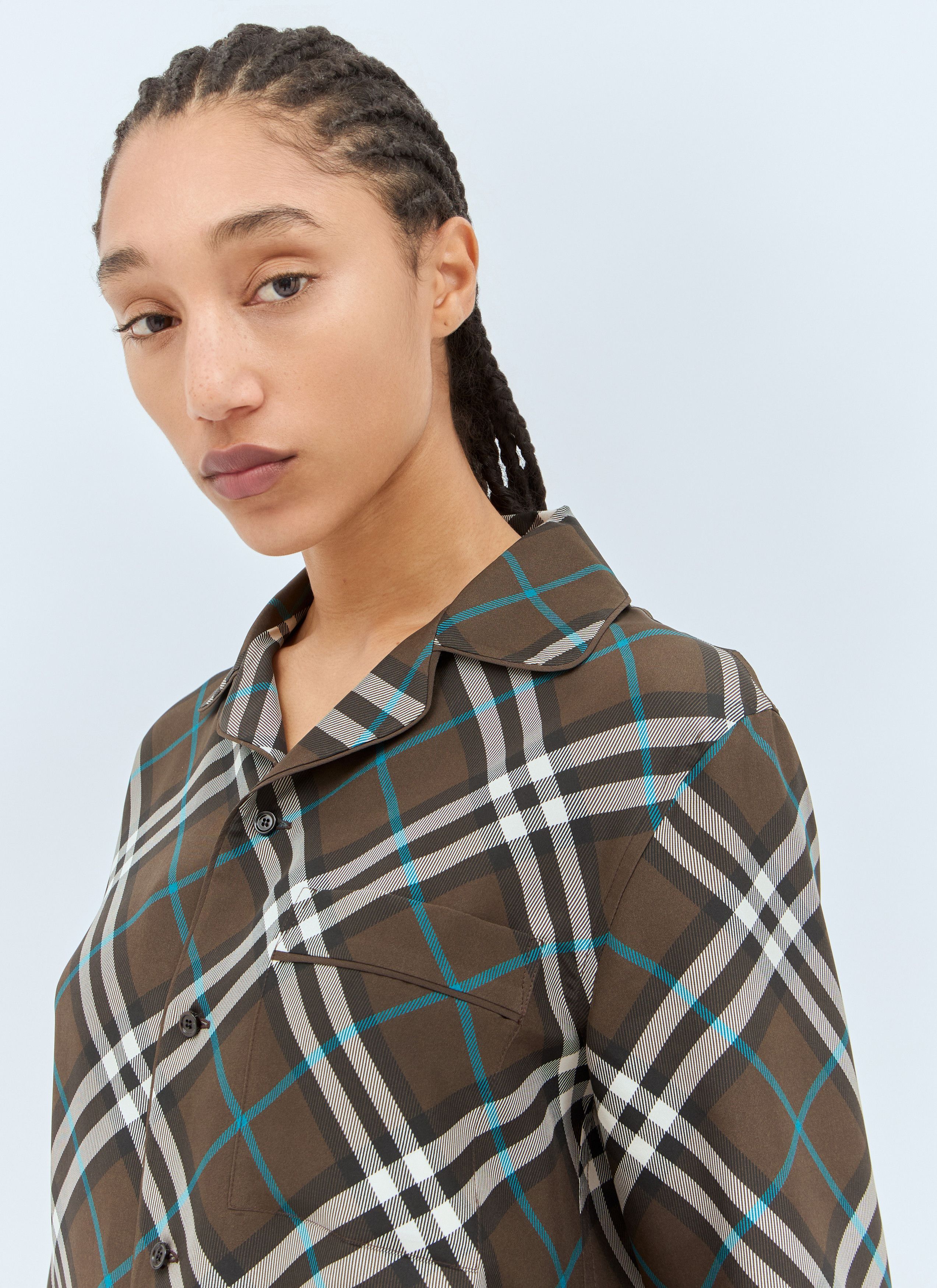 Burberry Check Silk Pyjama Shirt Size S / US 4 / IT 40 - 3 Thumbnail
