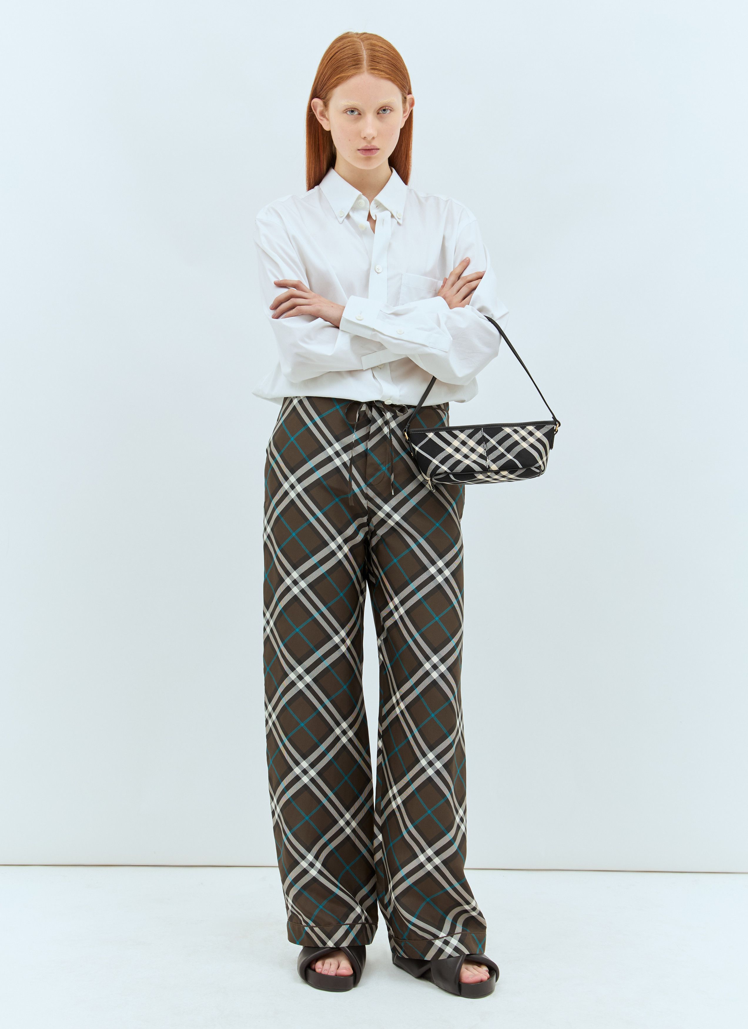 Burberry Check Silk Pants Size 26" / US 2 / IT 38 - 3 Thumbnail