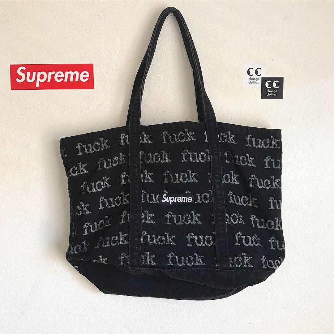 Supreme fuckトートバッグ ブラック Supreme fuckトートバッグ ブラック Supreme Fuck Denim Tote Bag