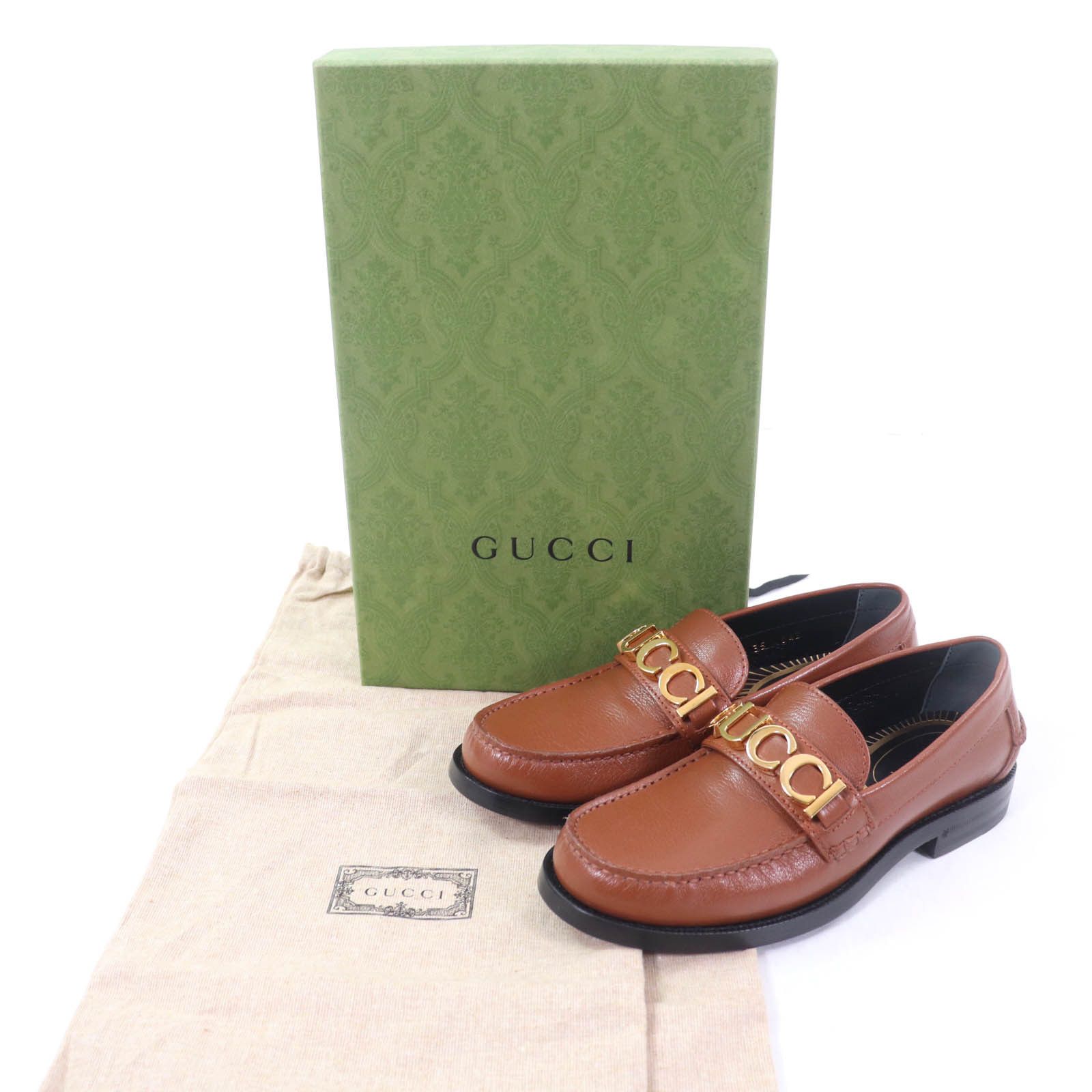 Gucci Gucci Gucci Logo Metal Leather Loafers Leather Shoes 700036 DUTY FREE for USA Size ONE SIZE - 2 Thumbnail