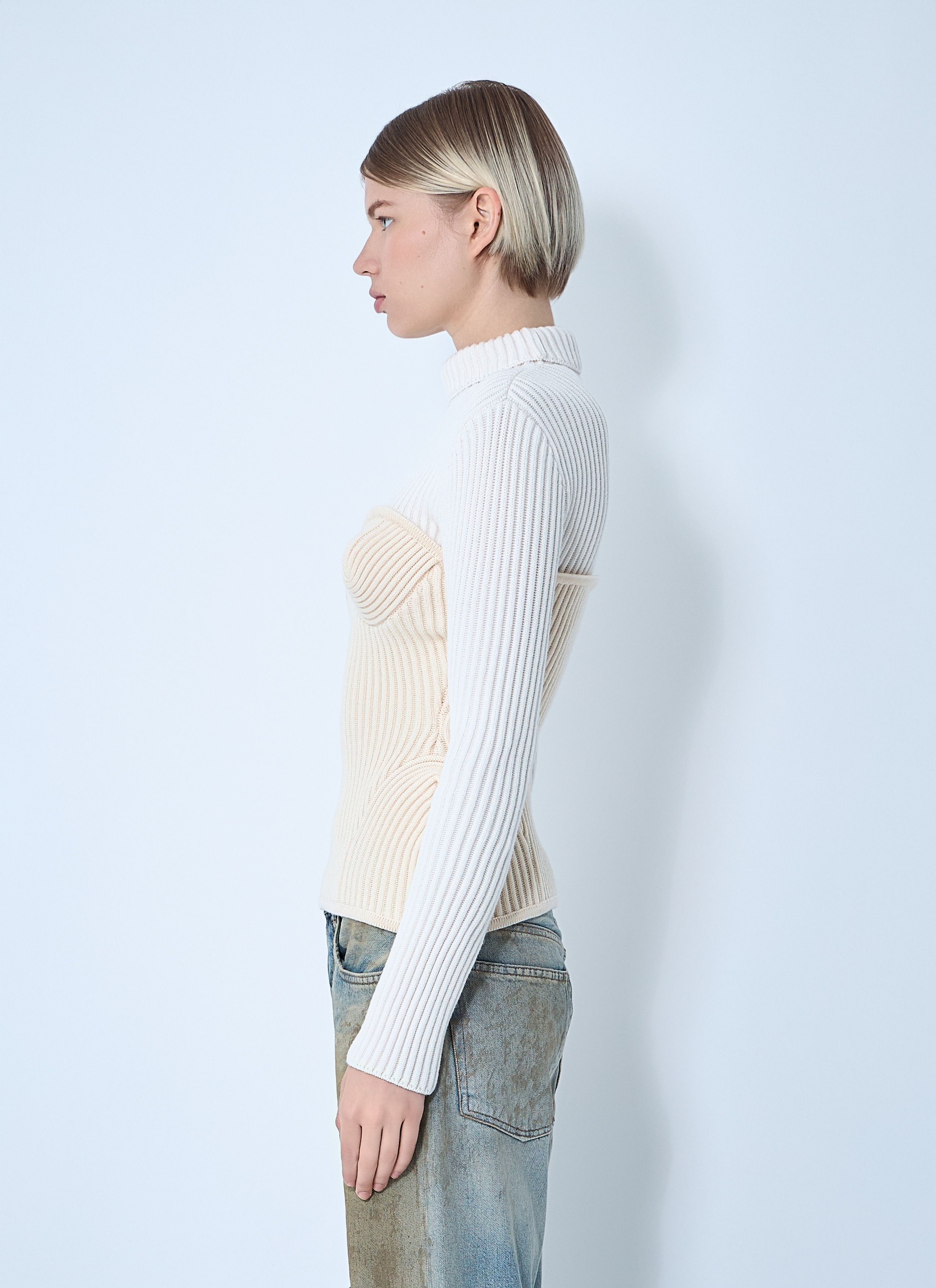 Jean Paul Gaultier Ribbed Wool Sweater Size S / US 4 / IT 40 - 3 Thumbnail